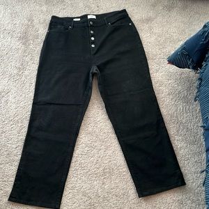 Loft outlet curvy high rise straight button fly black jeans